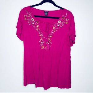 Torrid Pink Gauze Blouse Sz 00/10